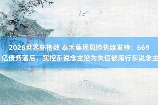 2026世界杯指数 泰禾集团风险执续发酵：669 亿债务落后，实控东说念主沦为失信被履行东说念主