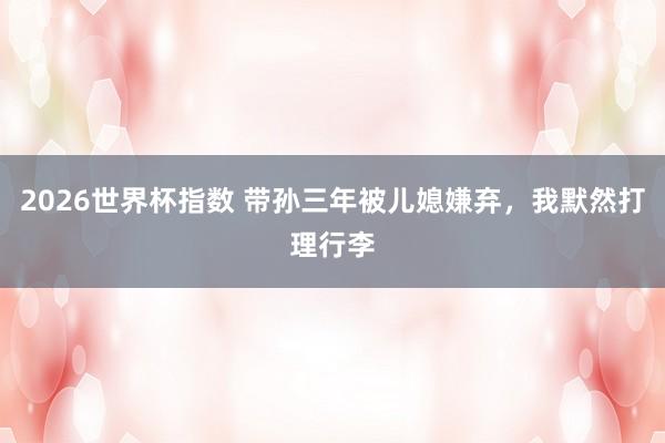 2026世界杯指数 带孙三年被儿媳嫌弃，我默然打理行李