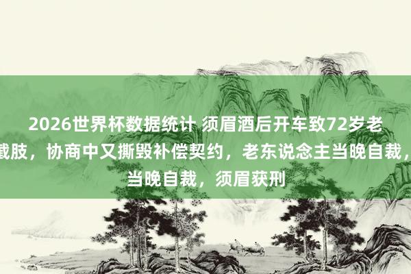 2026世界杯数据统计 须眉酒后开车致72岁老东说念主截肢,协商中又撕毁补偿契约,老东说念主当晚自裁,须眉获刑