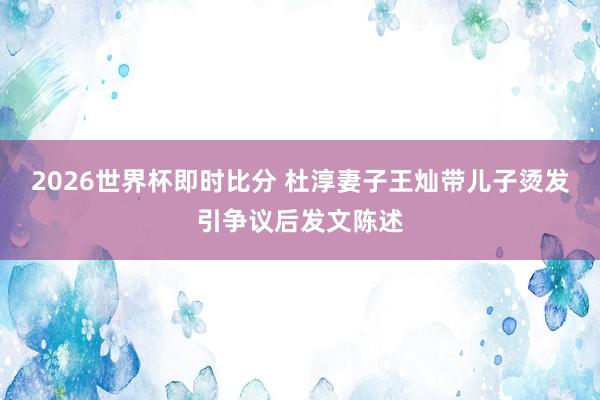 2026世界杯即时比分 杜淳妻子王灿带儿子烫发引争议后发文陈述