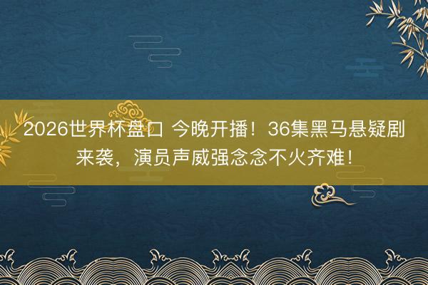 2026世界杯盘口 今晚开播!36集黑马悬疑剧来袭,演员声威强念念不火齐难!