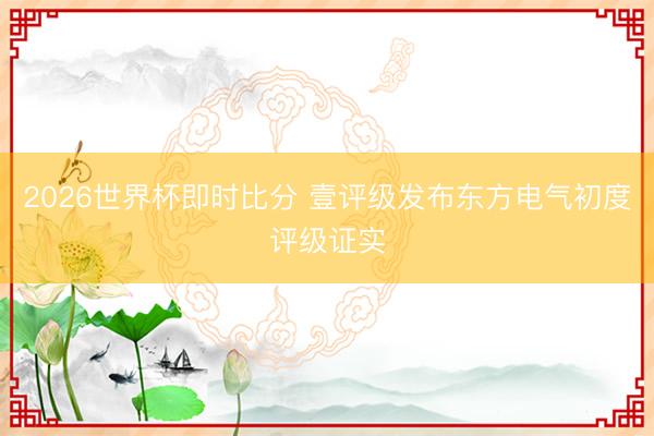 2026世界杯即时比分 壹评级发布东方电气初度评级证实