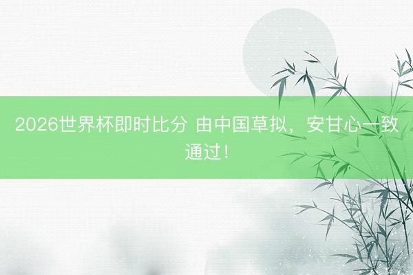 2026世界杯即时比分 由中国草拟,安甘心一致通过!