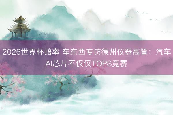 2026世界杯赔率 车东西专访德州仪器高管:汽车AI芯片不仅仅TOPS竞赛